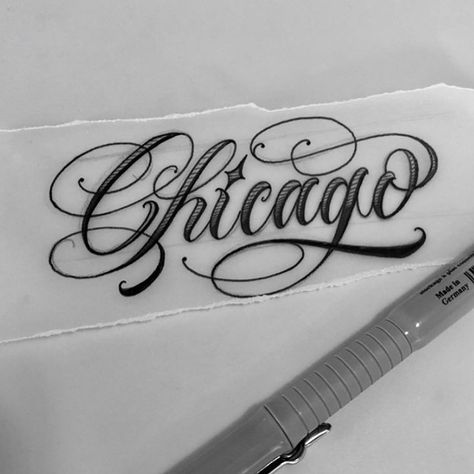 Brigantetattoo on Instagram: “- CHICAGO - #tattoo #tattoos #letteringtattoo #art #lettering #letters #freehand #drawing #blacktattoo #drawing #design #graphic #chicano…” Chicago Lettering, Chicano Font, Chicago Tattoo, Lettering Letters, Freehand Drawing, Art Lettering, Tattoo Script, Script Lettering, Tattoo Lettering