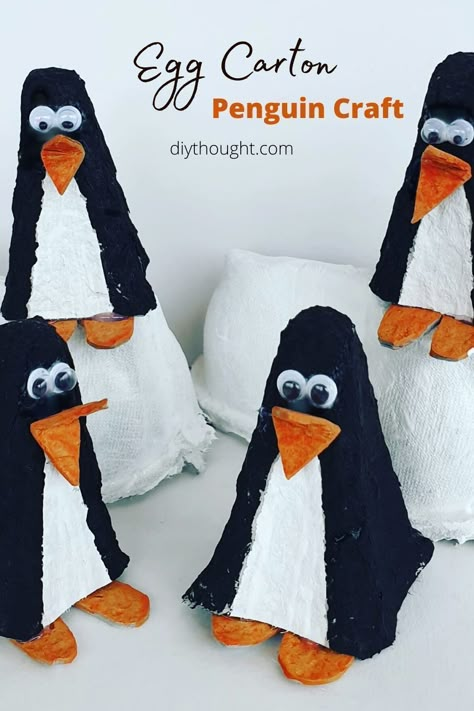 Craft Egg Carton, Diy Penguin Crafts, Eggs Craft, Winter Crafts For Toddlers, Penguin Day, Penguin Species, Penguin Crafts, Penguin Craft, Fun Indoor Activities