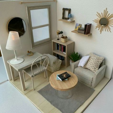 Interior Maquette, Diy Barbie House, Modern Dollhouse Furniture, Doll Furniture Diy, Diy Barbie Furniture, Doll House Plans, Cardboard House, Miniature Rooms, Modern Dollhouse