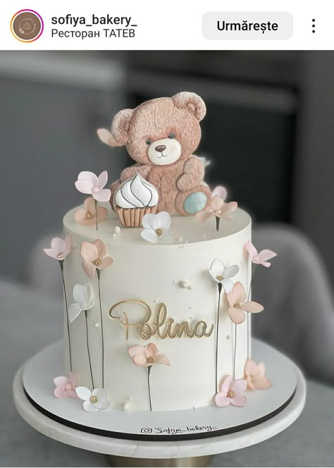 Bear Baby Shower Cake Girl, Tort Baby Shower Girl, Classy Wedding Cakes, Cake Smash Photo Shoot, Cake For Baby, Pastel Baby Shower, Smash Cake Photoshoot, Baby Birthday Cakes, Gender Reveal Cake