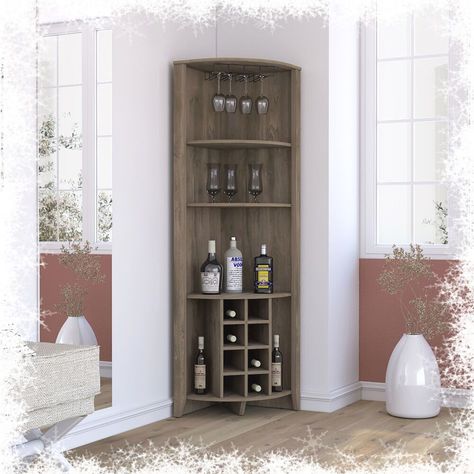 Corner Bar Ideas, Wine Cubbies, Corner Bar Cabinet, Bar Nook, Materials Board, Built In Wine Rack, Cup Rack, Corner Bar, Side Shelves