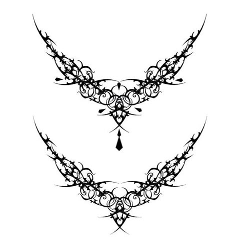 Gothic Vamp Neck Tattoo by ~Quicksilverfury on deviantART Necklace Background, Filigree Tattoos, Skull Transparent, Goth Png, Back Tattoo Designs, Usa Background, Lower Back Tattoo Designs, Lower Back Tattoo, Tattoo Png