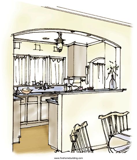 If I can knock down the wall to dining room. Half Walls, Small Space Kitchen, Small Kitchens, Kitchen Remodeling Projects, Kitchen Decorating, Trendy Kitchen, Kitchen Remodel Ideas, Room Remodeling, Kitchen Redo