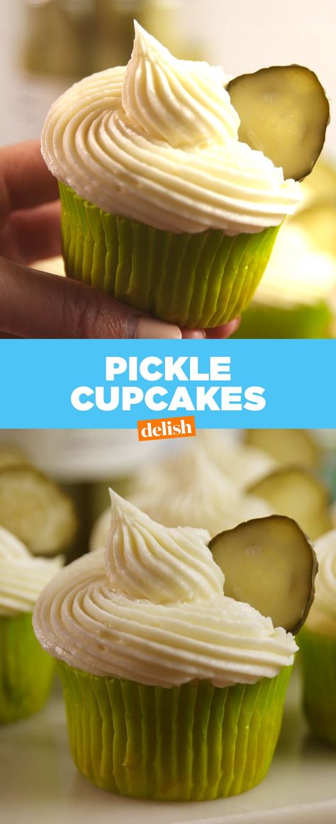 Delish Pickle Cupcakes, Homemade Pickles, Cupcake Flavors, Pickling Recipes, Cupcake Recipes, Just Desserts, Baking Recipes, Delicious Desserts, Cream Cheese