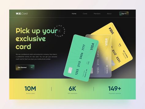 Web Design for W.E.Card【demo】 by Guzion on Dribbble Credit Card Website Design, Card Ui Design, Credit Card Website, Ui Ux Website, Blog Post Template, Web Design Typography, Credit Card Design, Virtual Card, Website Header