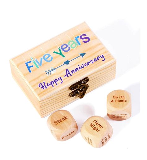 YWHL WEDDING Anniversary Present Wooden 5 Year Anniversary Gift Ideas For Him, 5th Anniversary Gift Ideas, 5 Year Wedding Anniversary, Dice Gifts, Wood Dice, 5 Year Anniversary Gift, Couple Presents, 5th Anniversary, Year Anniversary Gifts