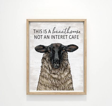 Bath Room Decor, Sheep Funny, Internet Cafe, Bathroom Wall Hanging, Funny Bathroom Art, Art Humor, Bathroom Art Prints, Custom Bathroom, Bath Girls