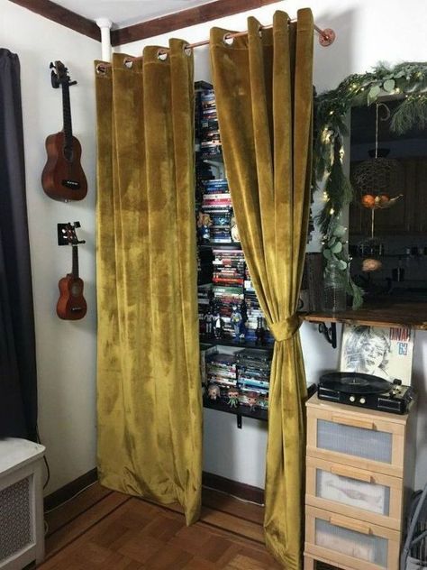 Shower Curtain With Valance, Light Up Canvas, Shelving Ideas, Drop Cloth Curtains, Gold Curtains, Bathroom Storage Shelves, Custom Drapes, Diy Home Decor Bedroom, Copper Pipe