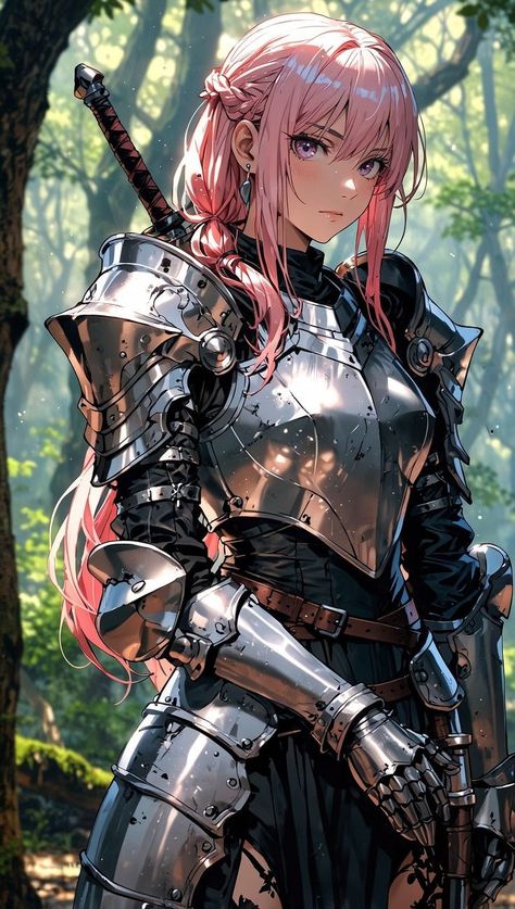 Anime Knight Female, Anime Warrior Female, Female Knight Art, Anime Medieval, Knight Female, Anime Knight, Female Armor, Heroic Fantasy, Anime Jujutsu Kaisen