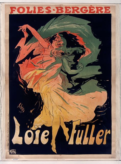 See: bibliodyssey.blogspot.com/2014/11/folies-bergere.html for background/links. Loie Fuller, French Poster Art, Folies Bergere, Illustration Art Nouveau, Vintage French Posters, Jules Cheret, Milwaukee Art, Milwaukee Art Museum, Art Nouveau Illustration