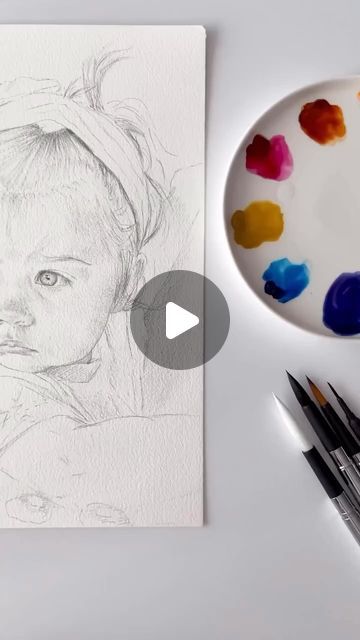 Baby Portraits Drawing, Watercolor Portrait Painting Tutorials, Portrait Art Watercolour, Baby Drawing Ideas, Baby Watercolor Painting, Watercolor Faces, Watercolour Tips, Man Watercolor, Watercolor Portrait Tutorial