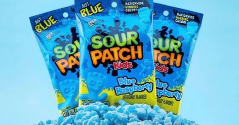 Blue Sour Patch Kids, Blue Sour Patch, Raspberry Candy, Sour Gummies, American Snacks, Princess Makeover, Disney Coffee Mugs, Bookmark Ideas, Themed Desserts