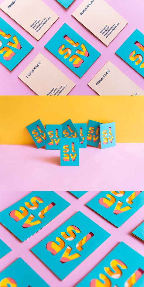 Mosaic Packaging Design, Self Branding Graphic Design Personal Identity, Bold Business Card, Colourful Business Cards, Personal Brand Identity Design, Colorful Branding Design Visual Identity, Fun Brand Identity, Studio Business Card, Graphic Design Personal Branding