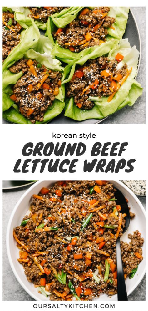 Ground Beef Lettuce Wraps, Beef Lettuce Wraps, Healthy Ground Beef, Lettuce Wrap Recipes, Health Dinner, Health Dinner Recipes, Beef Recipes For Dinner, Beef Dinner, Lettuce Wraps