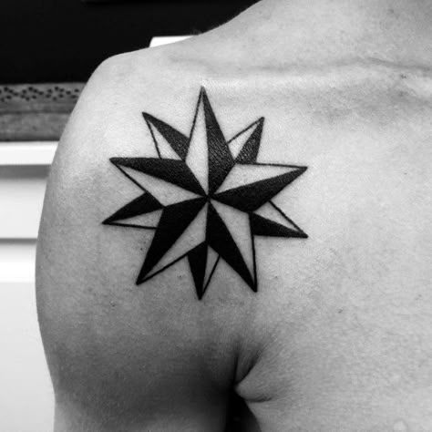 Nautical Star Tattoo, Star Tattoo On Shoulder, Star Tattoos For Men, Nautical Star Tattoos, Star Tattoo Meaning, Exotic Tattoos, Nautical Star, Wild Tattoo, Star Tattoo Designs