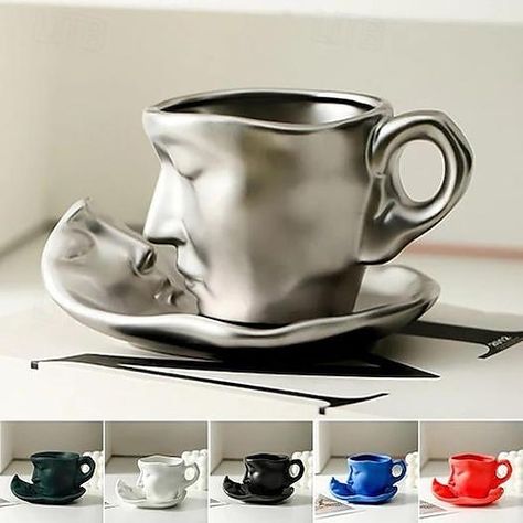 Unique Tea Cups, Morning Drinks, Creative Coffee, Unique Tea, Face Mug, Coffee Cup Set, Cute Cups, Palau, Human Face