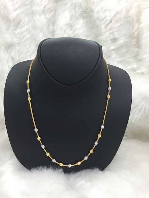 Small Neck Chain Design, Gold Chain With Ball Design, Gold Chain With Balls, Small Chains Gold Indian, Ball Chains In Gold, Daily Wear Gold Chains For Women, Neck Chains Gold Simple, Small Chains Gold, Turkish Gold Jewelry