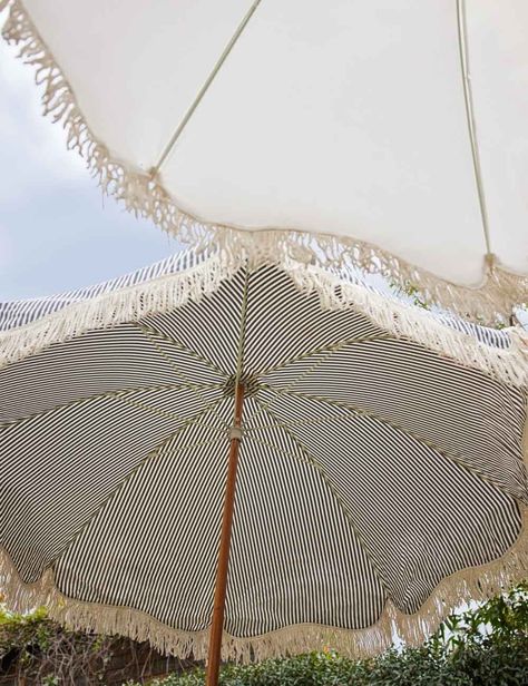 Cute Beach Umbrella, Outdoor Patio Ideas Backyards, Pool Umbrellas, Boho Patio, Tulum Beach, Vintage Umbrella, Umbrella Wedding, California Living, Lulu And Georgia