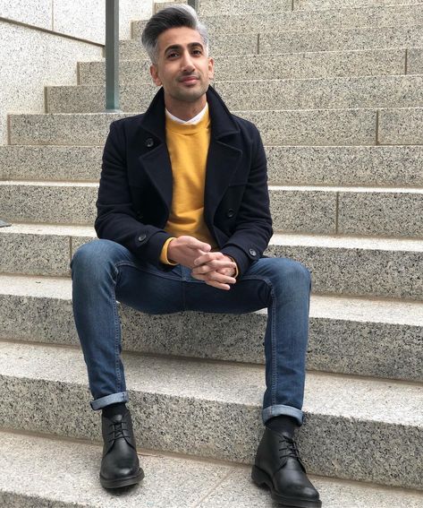 186 Likes, 17 Comments - T A N . F R A N C E (@tanfrance) on Instagram: “Totes candid. Totes natural.” Mustard Sweater Outfit, Yellow Sweater Outfit, Sweater Outfits Men, Mustard Yellow Sweater, France Outfits, Style Roots, Pullovers Outfit, France Style, Queer Eye