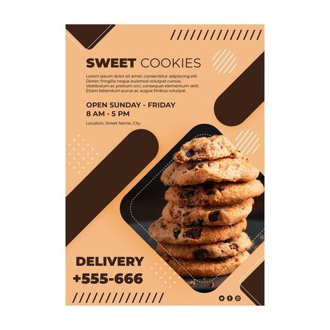 Sweet cookies poster concept | Free Vector #Freepik #freevector #poster #food #bakery #chocolate Cookie Poster Design, Chocolate Poster Design Ideas, Cookies Poster Design, Dessert Poster Design, Bakery Poster Design, Cookies Advertising, Cookies Advertisement, Cookies Poster, Bake Sale Poster