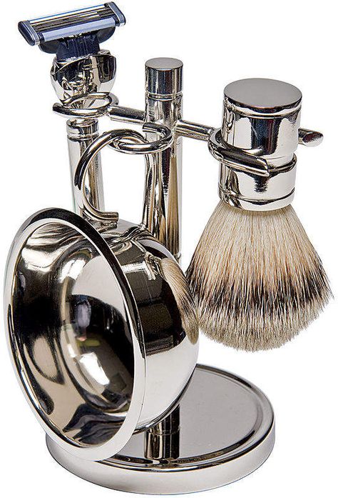 Harry D. Koenig HARRY KOENIG 4-pc. Silver-Plated Shave Set For Men Man Hygiene, Man Shaving, Shaving Stand, Shampoo For Dry Scalp, Shaved Hair Cuts, Natural Bristle Brush, Shaving Tips, Shaving Set, Wet Shaving