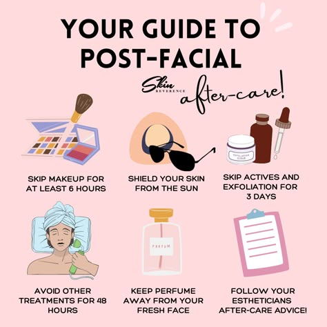 Aftercare Facial, Facial Aftercare, Facial Instagram Posts, Facial Aftercare Instructions, Facial Spa Aesthetic, Med Spa Instagram Post, Contraindications For Facial, Esthetician Post Ideas, Aesthetician Aesthetic