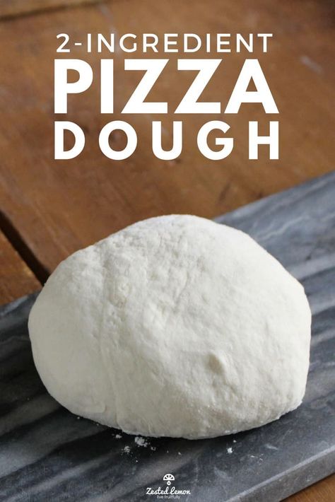 This pizza dough recipe is is easy and perfect when you're in a pinch! It only requires TWO ingredients, and takes a mere 15 minutes. #pizzadough #crust #recipe #easy | zestedlemon.com Simple No Yeast Pizza Dough, 3 Ingredients Dough, Homemade Pizza Dough Greek Yogurt, Pizza Dough Greek Yogurt 3 Ingredients, Two Ingredient Pizza Dough Greek Yogurt, Pizza Dough Recipe No Yeast Greek Yogurt, Easy Pizza Dough Recipe Greek Yogurt, Pizza Dough Recipe Greek Yogurt, Simple Pizza Dough Recipe No Yeast