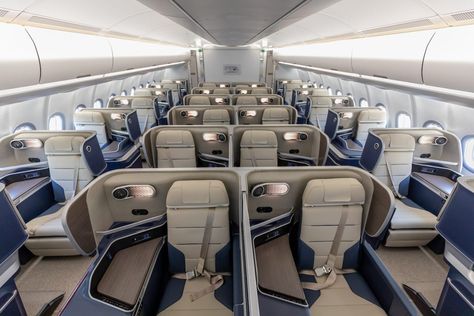 ITA Airways A330-900neo With New Business Class, Premium Economy A330 Neo, Hainan Airlines, White Cabin, Premium Economy, Economy Seats, Business Class Seats, National Airlines, Aircraft Interiors, Blue Panels