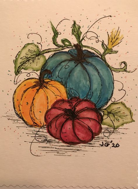 Fall Sketches Drawing Easy, Fall Flowers Drawing, Fall Flower Drawings, Autumnal Drawings, Drawing Ideas Fall, Thanksgiving Sketches, Autumn Watercolor Paintings, Autumn Sketches, Fall Sketches