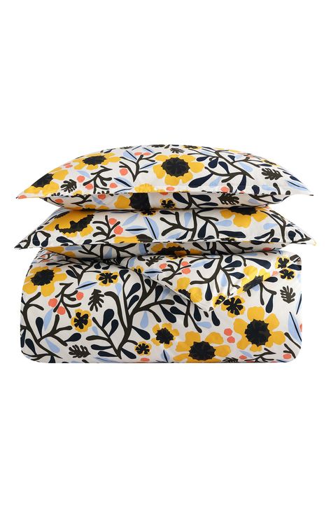 Marimekko Mykero Duvet Cover & Sham Set available at #Nordstrom Everyday Aesthetic, Floral Comforter Sets, Floral Comforter, Floral Duvet Cover, Twin Comforter, Organic Cotton Duvet Cover, Cotton Comforters, Finnish Design, Weave Fabric