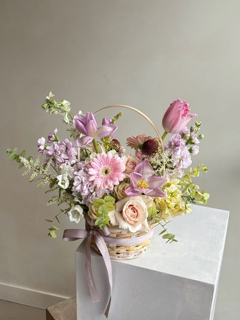 Our spring garden-inspired flower basket comes in gentle pastel tone. Blush Flowers, Vase Arrangements, Garden Inspired, Flower Basket, Spring Garden, Spring Flowers, Pastel, Flowers