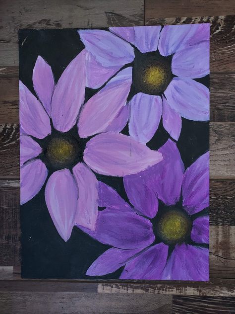 Hand Painted.  Purple Daisies Bedroom Art Painting, Scripture Painting, Diy Canvas Art Easy, Cute Easy Paintings, Fall Canvas Painting, Purple Painting, Canvas Art Quotes, Simple Canvas Paintings, Cute Canvas Paintings