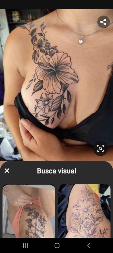 Womens Chest Tattoo Ideas, Woman With Tattoos, Tattoos For Women Flowers, Clever Tattoos, Hip Tattoos Women, Chest Tattoos For Women, Pretty Tattoos For Women, Dope Tattoos For Women, Chest Tattoos