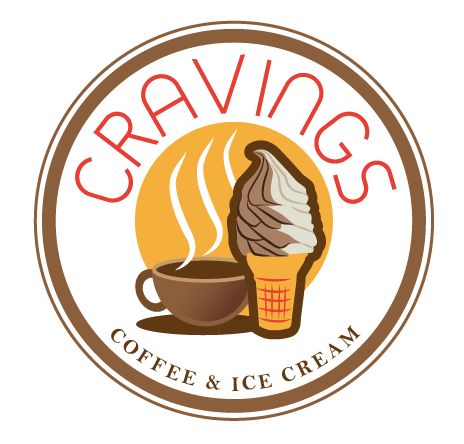 Ice Cream Logo Ideas, Iced Coffee Logo, Ice Cream Shop Logo, Ice Cream Shop Names, Ice Cream Logo Design, Logo Ice Cream, Coffee And Ice Cream, Craving Coffee, Food Stall Design