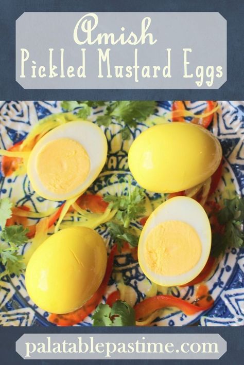 Deviled Pickled Eggs, Pickled Eggs Canning Recipe, Pickel Eggs Recipe, Amish Mustard Pickled Eggs, Mustard Eggs Pickled, Amish Pickled Eggs, Mustard Pickled Eggs Recipe, Mustard Eggs, Hot Sausage Recipes