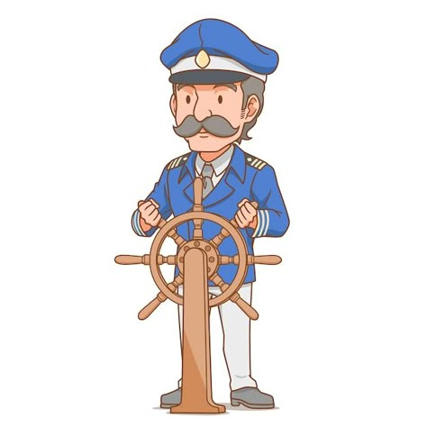 Vector cartoon character of ship captain... | Premium Vector #Freepik #vector #captain #ship-captain #captain-hat #sailor-hat Ship Captain Illustration, Captain Illustration, Sailor Character, Sailor Cartoon, Captain Ship, Ship Captain, Premium Vector Cartoon, Boat Drawing, Sea Illustration