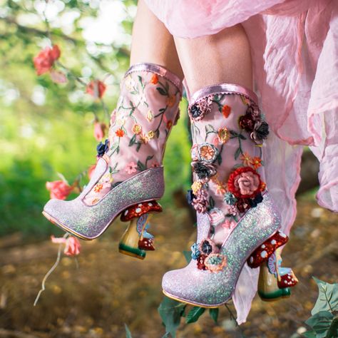 #irregularchoice #boots #fairyboots Magic Shoes, Funny Shoes, Irregular Choice Shoes, Creative Shoes, Flower Embellishments, Ugly Shoes, Fantastic Shoes, Funky Shoes, Irregular Choice