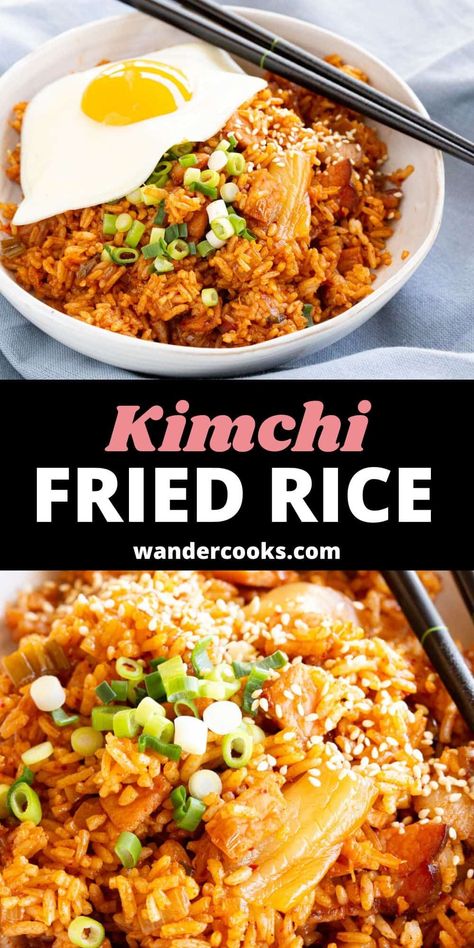 Korean Fried Rice, Gochujang Recipes, Kimchi Fried Rice Recipe, Kimchi Bokkeumbap, Yakitori Recipe, Gochujang Recipe, Kimchi Rice, Spicy Kimchi, Gochujang Chicken