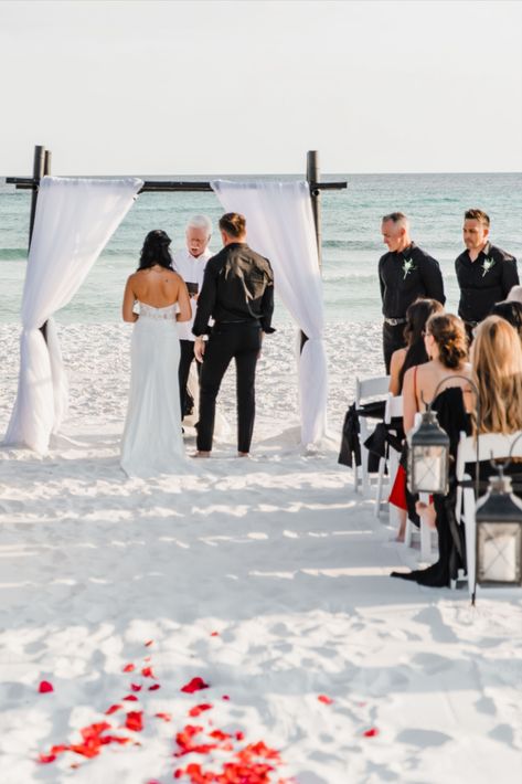 Black & White Wedding Color Scheme Ideas 
| Destination Weddings| Reception Decor| Black & White Theme| Destin Florida| All-inclusive Wedding Company| Black White Beach Wedding, Wedding Color Schemes Beach, Black And White Beach Wedding, Black Beach Wedding, Wedding Color Scheme Ideas, Destination Wedding Reception Decor, Color Scheme Ideas, Destin Wedding, Beach Wedding White