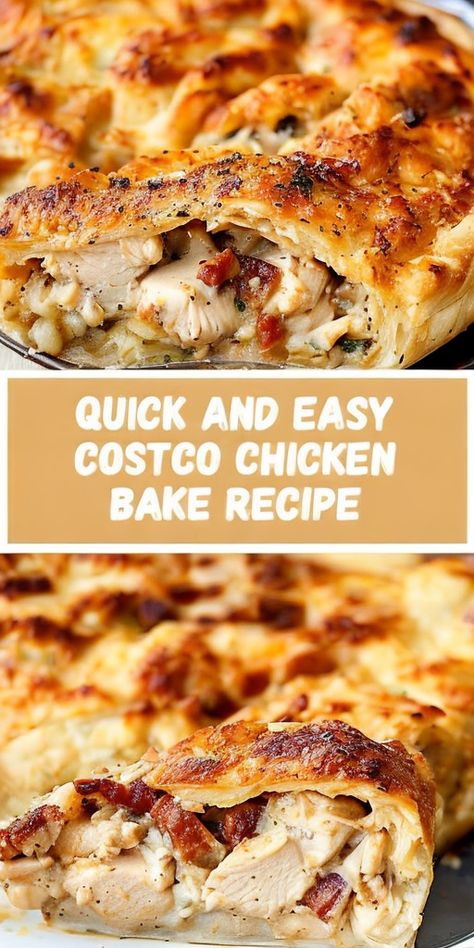 "Discover the ultimate easy Costco Chicken Bake recipe! Quick, delicious, and perfect for any meal. Impress your family with this cheesy delight! #EasyRecipe #ChickenBake #CostcoRecipes #FamilyMeals #QuickDinner" Roasted Veggie Medley, Pillsbury Biscuit Recipes, Costco Chicken Bake, Chicken Bakes, Chicken Bake Recipe, Costco Chicken, Caramel Cake Recipe, Costco Meals, Budget Friendly Meals