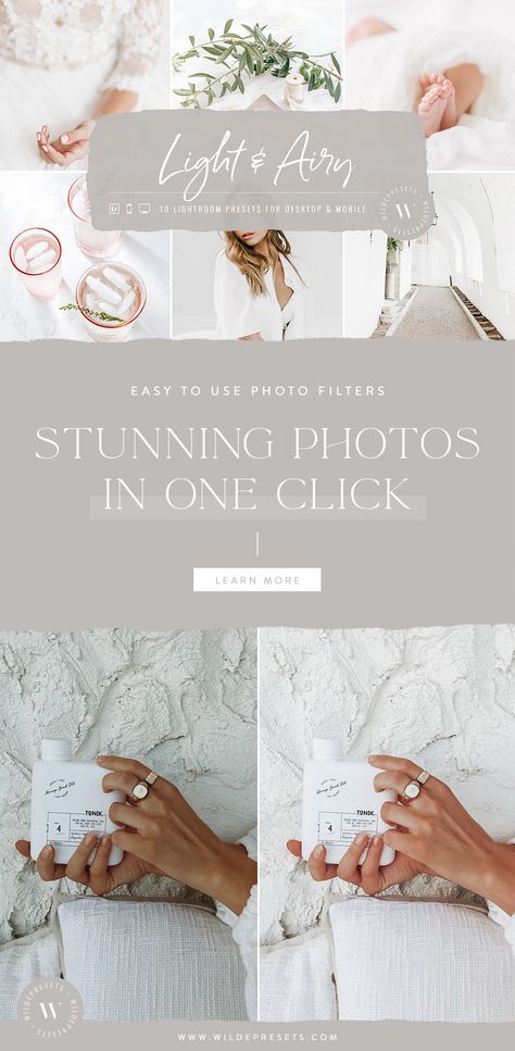 Create natural, airy photo edits with The Light & Airy Preset Collection. Inspired by those beautiful, light & airy Instagram feeds! Brighten + enhance all those dreamy tones (without compromising skin tones) with just a click! #lightroompresets #presets #brightpresets #lightandairy #lightpresets #instagrampresets #instagraminfluencer #bloggerpresets #travelpresets #mobilepresets #lifestylepresets #beforeafter #prettypresets #airypresets #prettytheme #mobilepresets #photofilters #photoedit #edit Moody Presets, Pretty Presets, Digital Marketing Manager, Lightroom Presets For Portraits, Lightroom Tutorial Photo Editing, Instagram Feeds, Branding Photoshoot Inspiration, Affinity Photo, Photo Edits