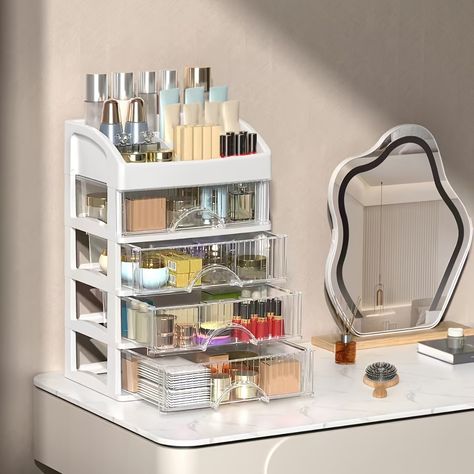 Temu：Click the link to get £100 Coupon Bundle ! Desktop Storage Drawers, Makeup Drawer Organization, Makeup Storage Box, Countertop Organizer, Countertop Storage, Vanity Organization, Bathroom Countertop, Organize Drawers, Plastic Box Storage