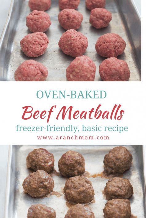 Oven Baked Beef Meatballs, Oven Roasted Meatballs, Beef Meatballs Baked, Easy Beef Meatballs, Oven Meatballs Recipe, Hamburger Meatballs, Beef Meatballs Recipe, Meatballs In The Oven, Basic Meatball Recipe