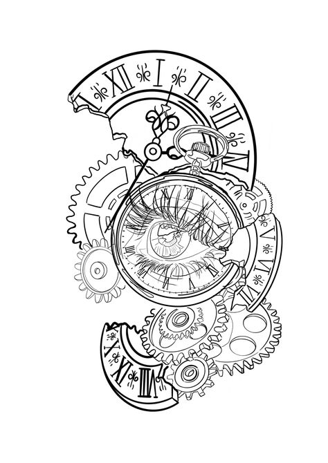 Clock Gears Drawing, Clock Gears Tattoo, Gears Drawing, Gears Tattoo, Gear Drawing, Gear Tattoo, Daisy Drawing, Clock Gears, Clock Tattoo