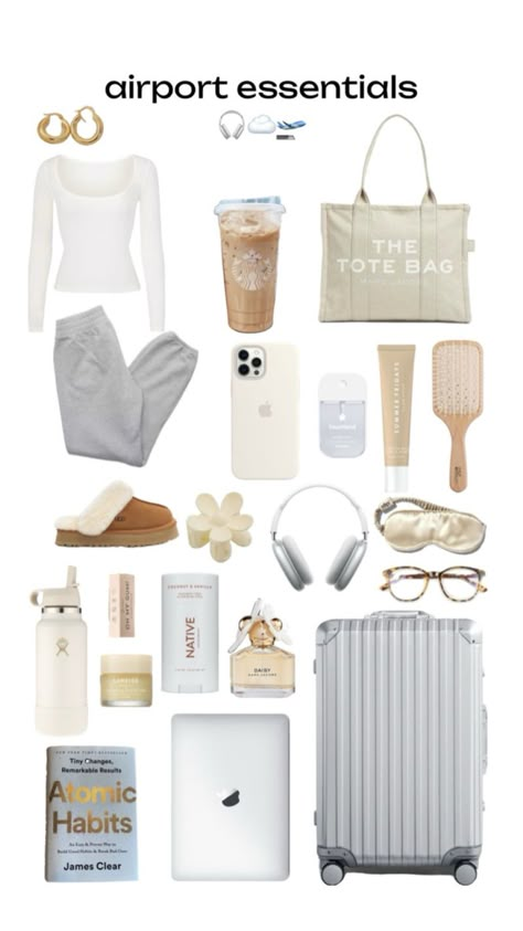 Whats In My Airplane Bag, Airplane Necessities, Airplane Packing List, Plane Essentials, Airport Essentials, Summer Bag Essentials, Cute Airport Outfit, Road Trip Bag, Road Trip Kit