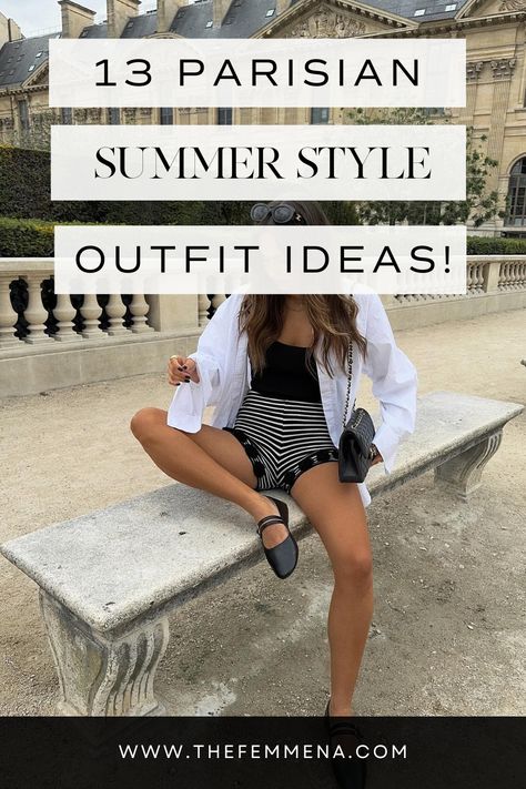 Ooh la la! Get ready to turn heads this summer with these 13 jaw-dropping Parisian-inspired outfit ideas. Click the link to channel your inner French fashionista and soak up the sun in style. From effortless stripes to chic straw hats, these looks will make you feel like you've just stepped off the streets of Paris. C'est magnifique!  📸 @jodielapetitefrenchie Parisian Stripes Outfit, Summer French Outfits Street Styles, Summer In Nice Outfit, Parisian Look Summer, Europe Late Summer Outfits, French Outfit Casual, Paris Attire Summer, French Trip Outfits, Paris Day Outfit Summer