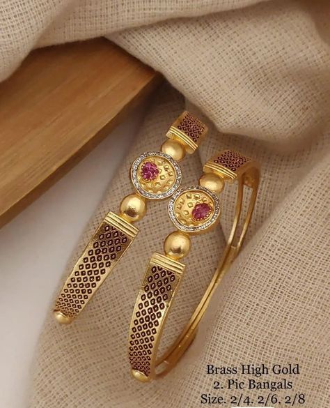 *Brass High Gold Daily Wear Bangles Set. Available Size:* 2.4 2.6 2.8. Price ₹.500/- *Free Shipping.* Gold Bangles Set, Gold Bangle Set, Bangles Set, July 15, Bangle Set, May 17, Gold Bangles, Daily Wear, Jewelry Collection