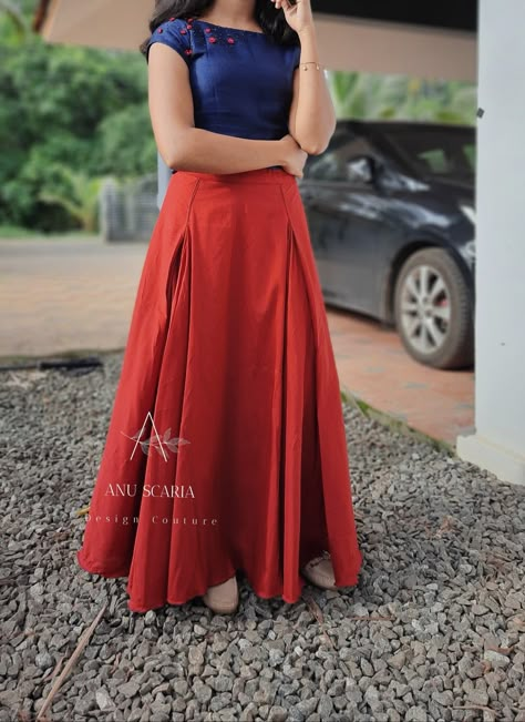 Visit@_anu.skaria.couture_ Kerala Lehangas, Midi And Top Kerala, Kerala Style Skirt And Top For Engagement, Onam Dress Ideas For Teens, Skirt Top Traditional, Party Wear Churidar Designs Kerala, Pattupavada Blouse Designs For Women, Skirt And Top Kerala Style, Traditional Skirt And Top Kerala