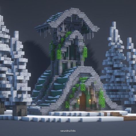 Minecraft Ice Biome, Ice Biome House Minecraft, Minecraft Building Ideas Snow Biome, Minecraft Biome Ideas, Minecraft Clouds, Snow Biome House Minecraft, Minecraft Ice Builds, Minecraft 1.20 Builds, Minecraft Building Inspiration