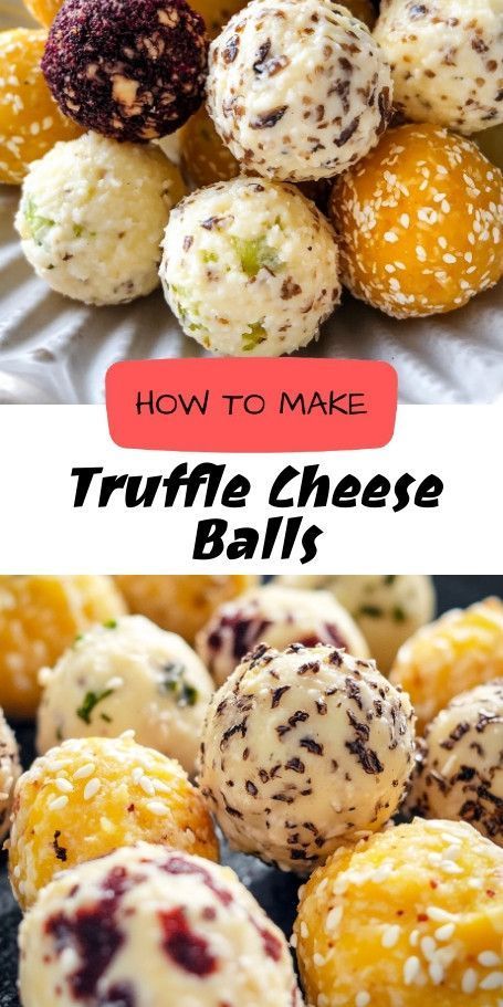 Truffled Cheese Delights Recipe – Luxurious & Easy Appetizer Discover the perfect gourmet treat with Truffled Cheese Delights! These rich, creamy cheese truffles are infused with truffle oil and coated in nuts, chives, cranberries, and seeds. Simple to prepare, yet sure to impress at any special occasion. Ideal for cheese lovers! Cheese Truffles, Truffle Cheese, Gourmet Appetizers, Pumpkin Spice Donut, Ball Recipes, Luxury Food, Cheese Ball Recipes, Gourmet Treats, Truffle Oil